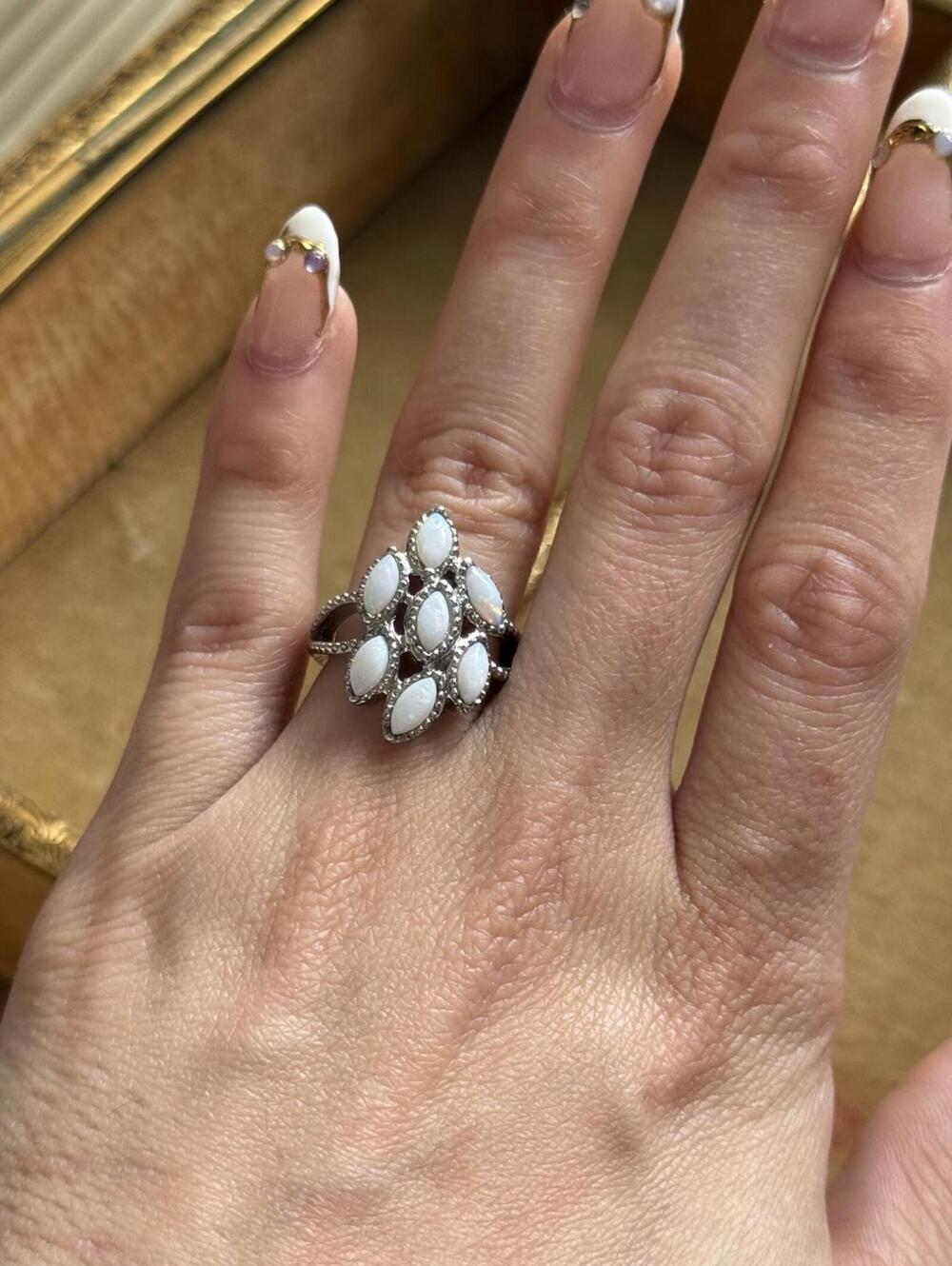 Stainless Steel Faux Opal ring